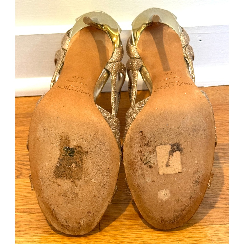 Jimmy Choo Leslie Glitter Metallic Leather Sandals – EU 37.5 - Picture 8 of 11